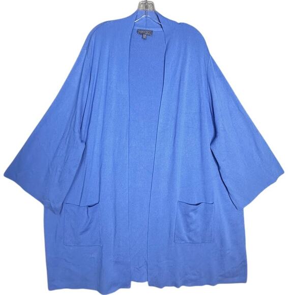 Selection by Ulla Popken Women Open Kimono Sleeve Periwinkle Cardigan Sz 24 EC - Picture 2 of 16